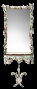 Gorgeous circa 19th century Meissen mirror and console, impressive at 7 feet 3 inches tall. Historical Estates Auctions image